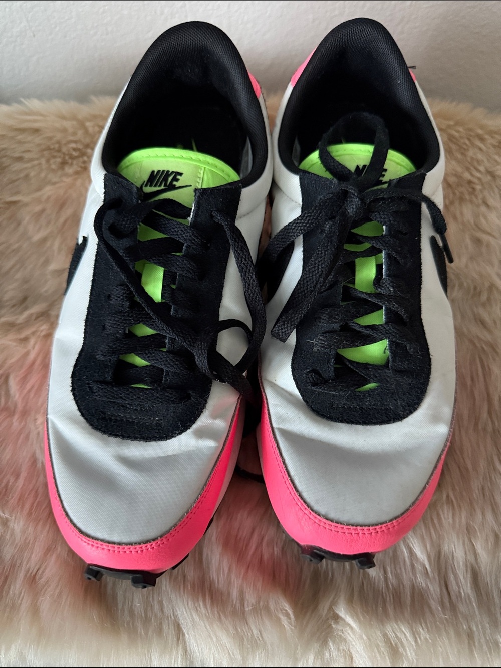 Nike Women's White, Pink & Neon Green Sneakers